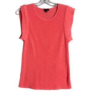 Ann Taylor Factory Ruffle Sleeve Knit Top Womens S Pink Preppy Cute Feminine